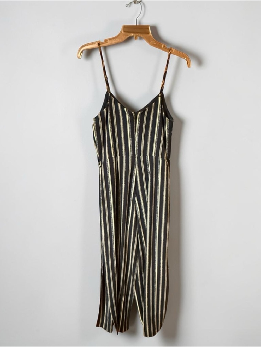 Striped Navy and White Spaghetti-Strap Jumpsuit